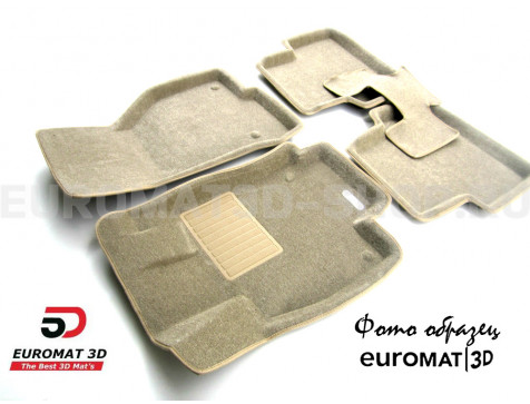 Текстильные 3D коврики Euromat3D Business в салон для Cadillac CTS (2007-2014) (4WD) № EMC3D-001305T Бежевые