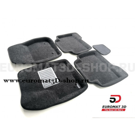 Текстильные 3D коврики Euromat3D Business в салон для Ford Kuga (2012-) № EMC3D-002210G Серые