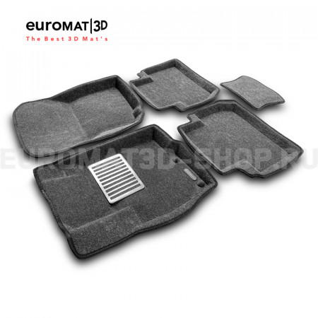 Текстильные 3D коврики Euromat3D Lux в салон для Mitsubishi Outlander (2012-2023) № EM3D-003609G Серые