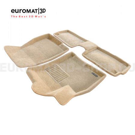 Текстильные 3D коврики Euromat3D Business в салон для Chery Tiggo 8 PRO (2019-2023) № EMC3D-001422T Бежевые