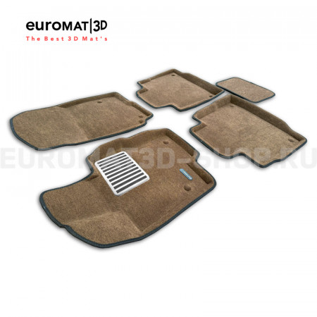 Текстильные 3D коврики Euromat3D Lux в салон для Mercedes GLE-Class (W167) (2019-) № EM3D-003509R Коричневые